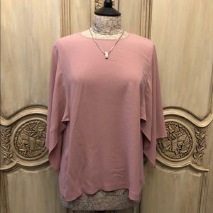 Pink Silk Eileen Fisher Flutter Sleeve Top | Small
